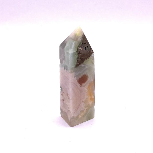 Green Flower Agate Tower